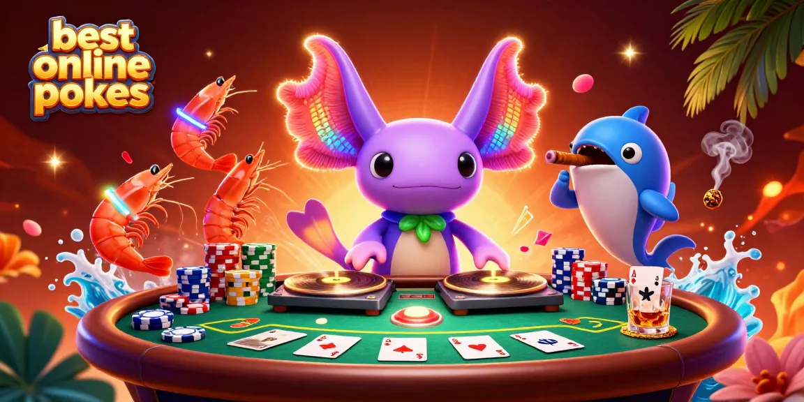 Spin the best online pokies with vibrant characters and an underwater casino setting featuring poker elements.