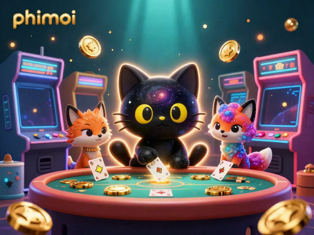 Immerse in the world of phimmoi as a cosmic cat draws in casino winnings amidst vibrant gaming elements.