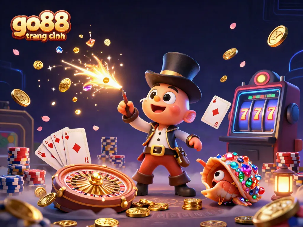 Experience the excitement of go88 trang chính with animated characters and gold coins in this vibrant casino scene.