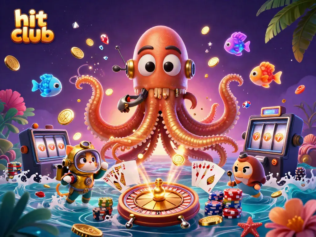 Experience thrilling gameplay at hit club with iconic characters amidst a vibrant casino scene.